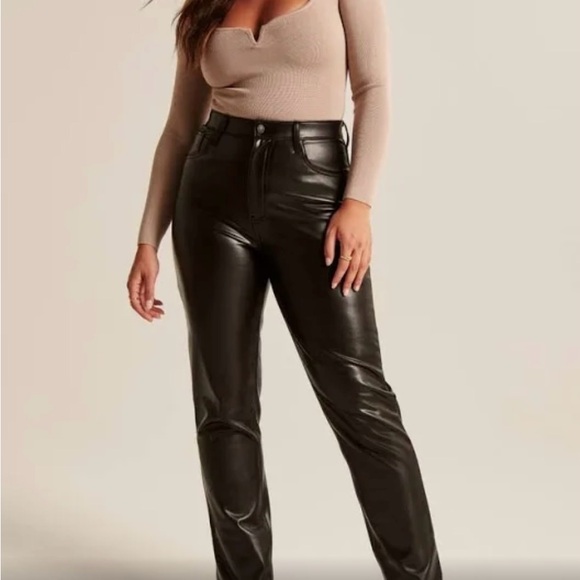 Abercrombie & Fitch 90s Curve Love Vegan Leather Pants Sz 27/4 - Picture 5 of 14